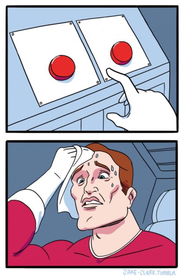 Two Buttons meme about Pinch